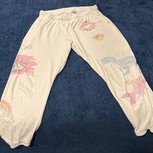 Lauren Moshi White Terry Sweatpants